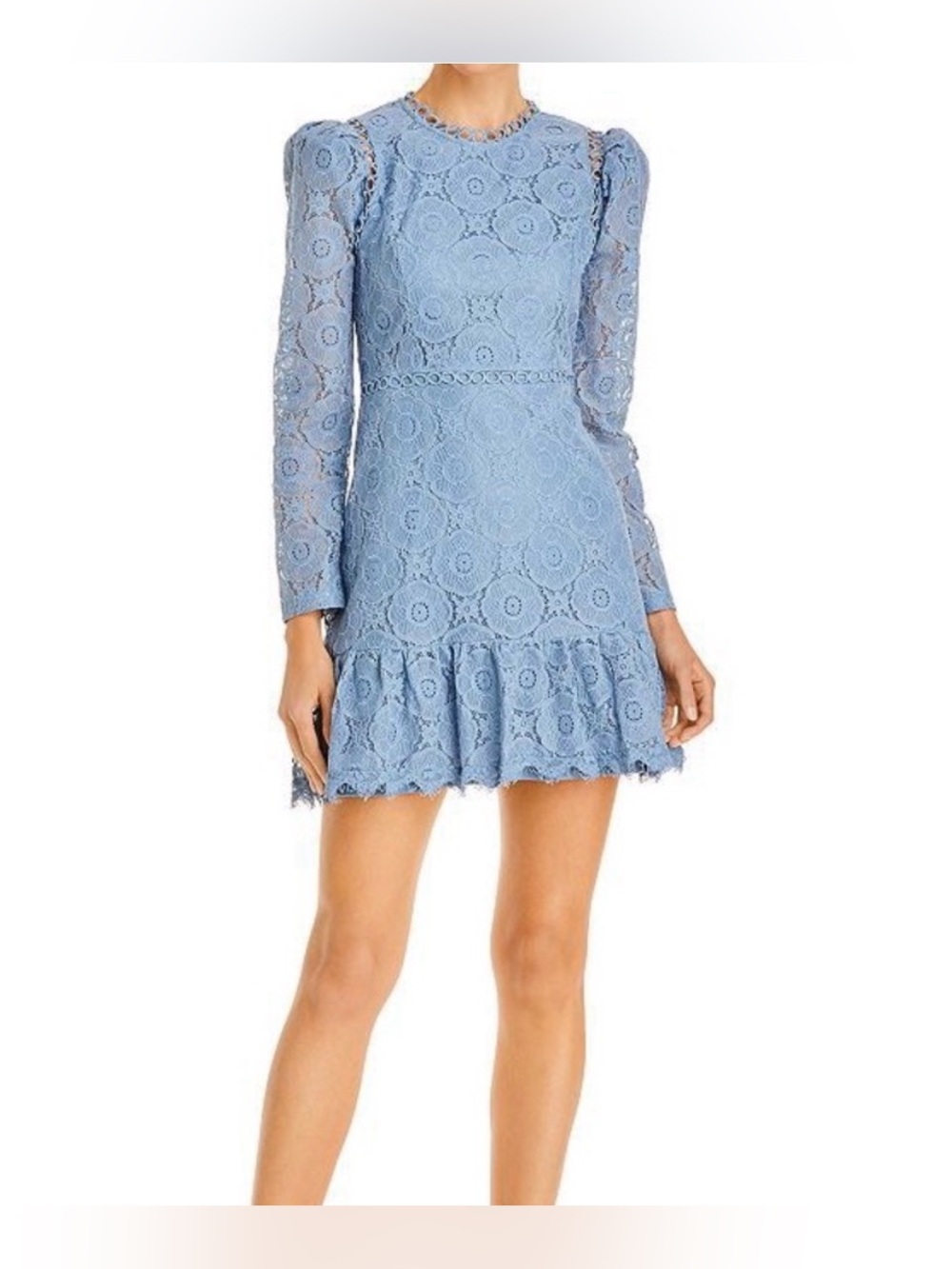 AQUA Women's Long Sleeve Lace Fit-and-Flare Dress Size S